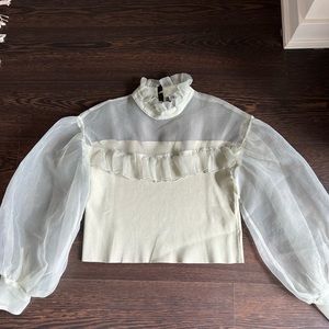 Mint green organza sleeve blouse from Zara